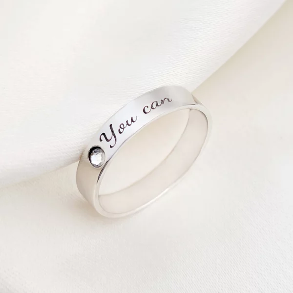 Inel fix - Personalizat cu nume si cristal Swarovski -  Argint 925