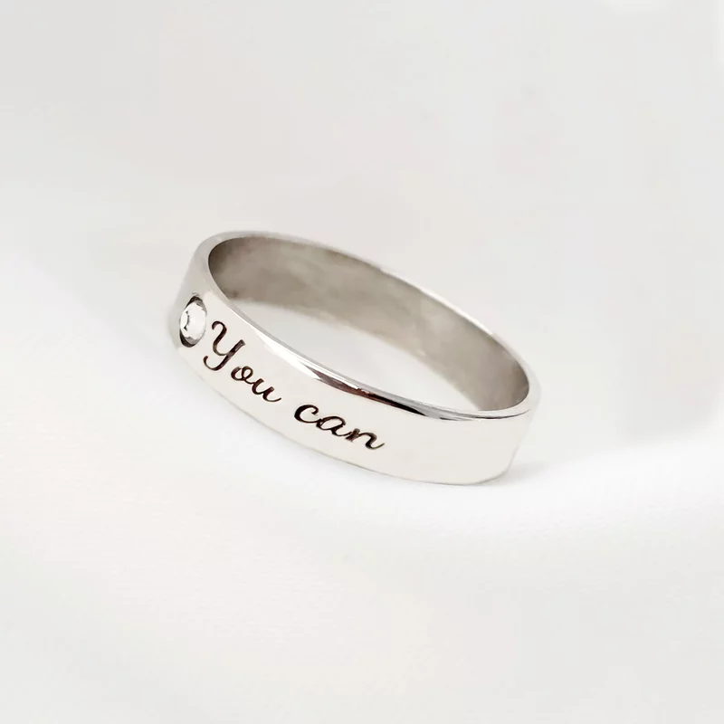 Inel fix - Personalizat cu nume si cristal Swarovski -  Argint 925 picture - 4