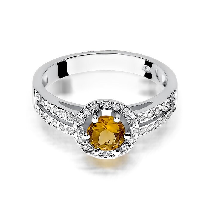 Inel colectia Luxury Aur Galben/Alb 14K cu Citrin 0.50ct 0.50ct