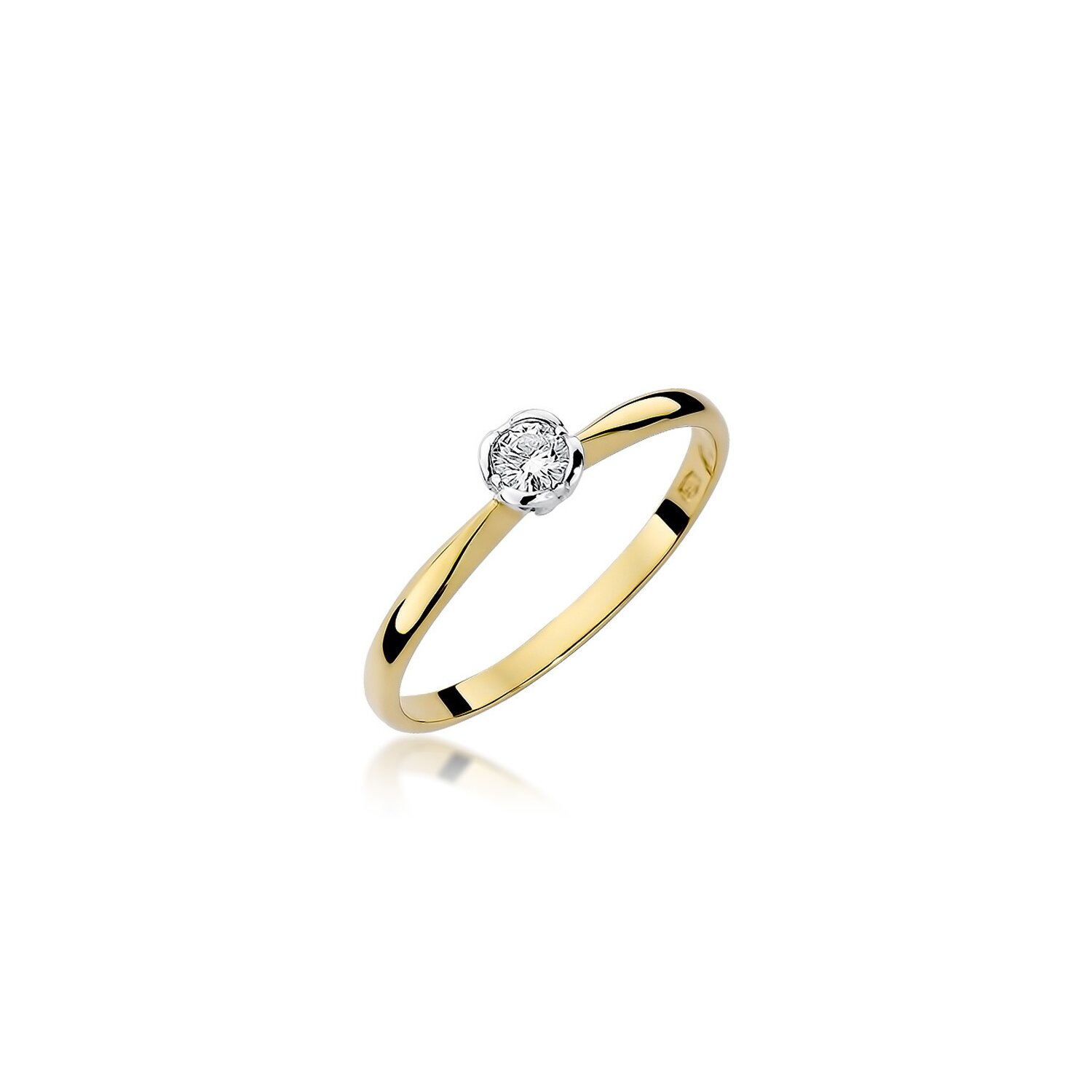 Inel colectia Luxury Aur Galben/Alb 14K cu Diamant 0,10ct