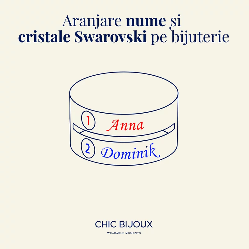Inel personalizat 2 nume - Argint 925, cristal Swarovski picture - 4