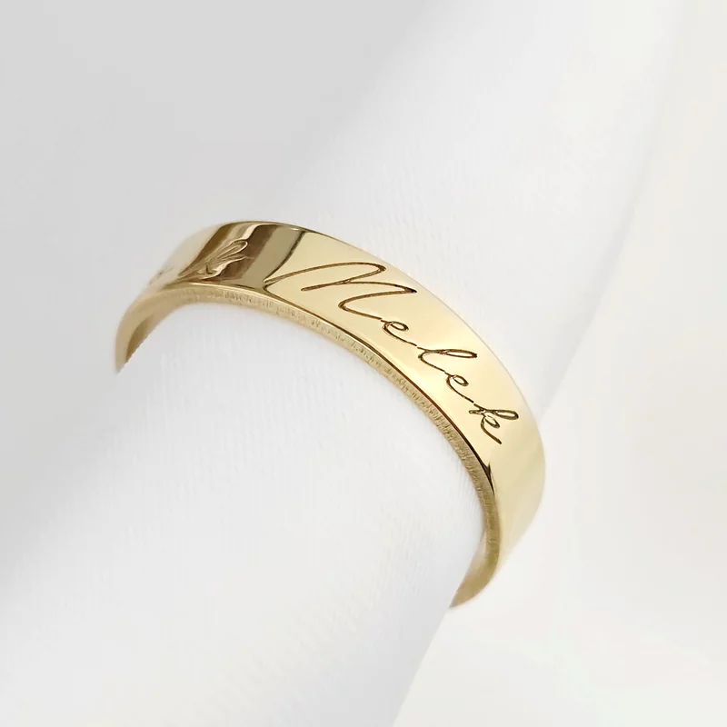 Inel personalizat cu nume - Argint 925 placat cu Aur galben 18k picture - 3