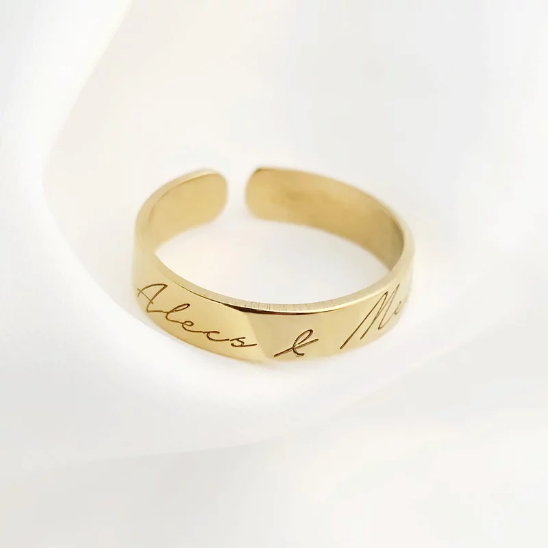 Inel personalizat cu nume - Argint 925 placat cu Aur galben 18k picture - 4