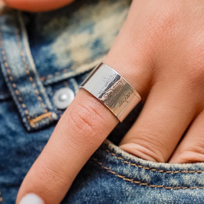 Inel personalizat - Familie bucuroasa - model lat - Argint 925 picture - 2