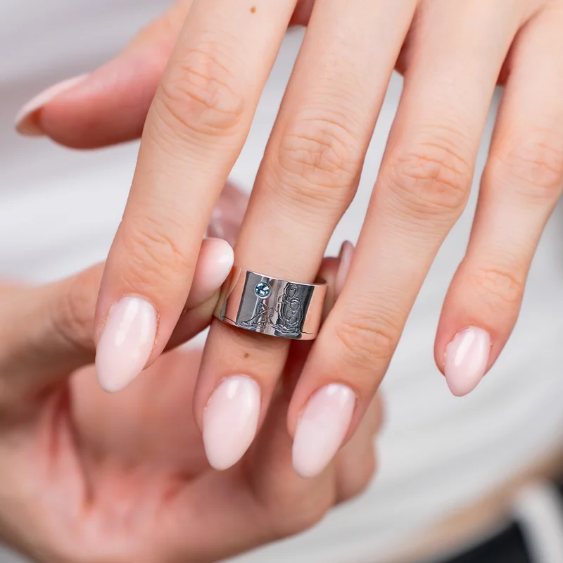 Inel personalizat - Mama si fiu - model lat - Argint 925 - Cristal Swarovski picture - 2