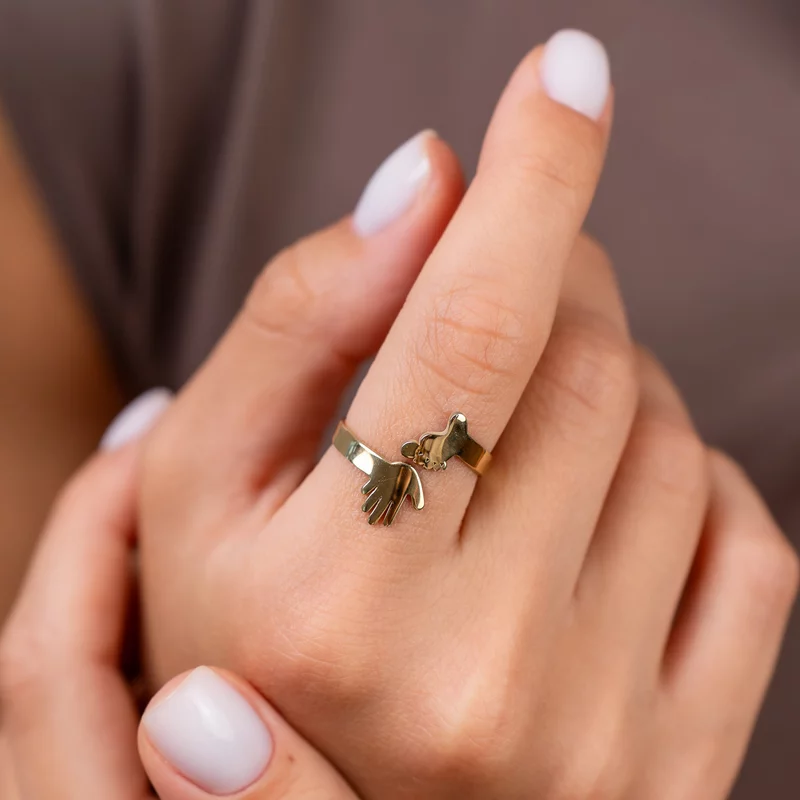 Inel Personalizat Manuta si Piciorus - Argint 925 Placat cu Aur Galben 18K picture - 2