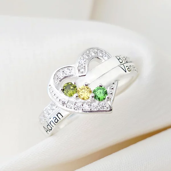 Inel Tre Amori - 3 nume si Cristale Zirconia - Argint 925