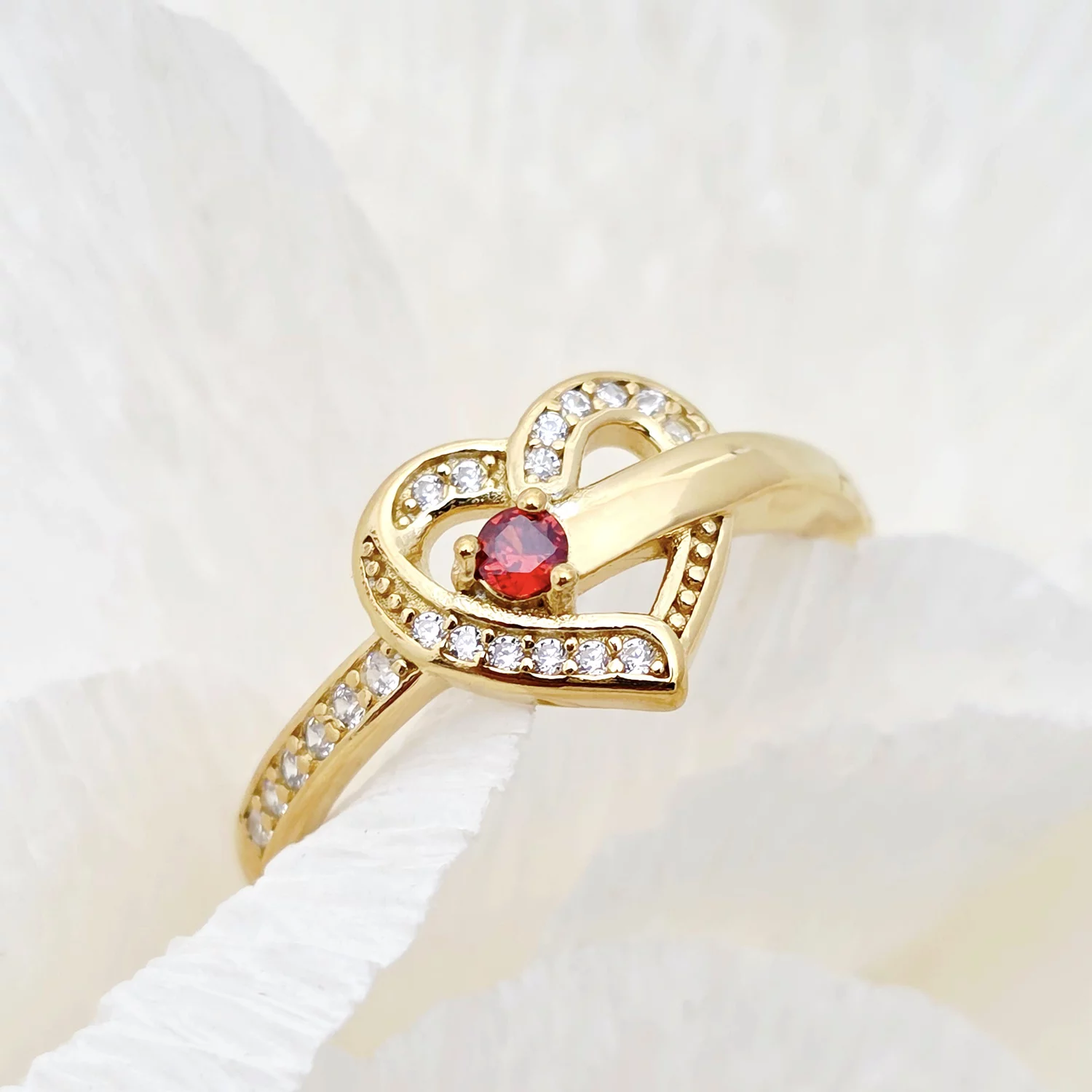 Inel Un Amore - 1 nume si Cristale Zirconia - Argint 925 placat cu Aur Galben 18K