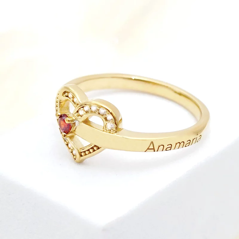 Inel Un Amore - 1 nume si Cristale Zirconia - Argint 925 placat cu Aur Galben 18K picture - 2
