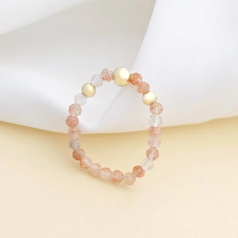 Inel Vitalitate SOLO - Pietre Agat portocaliu & Bilute Argint placat cu Aur Galben 18k picture - 3