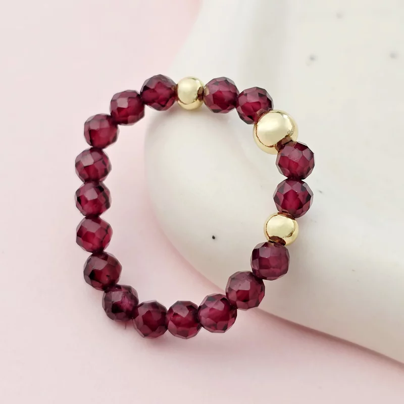 Inel Vitalitate SOLO - Pietre Granat & Bilute Argint placat cu Aur Galben 18k picture - 3