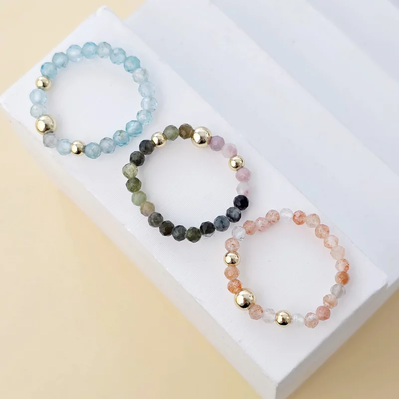 Inele Vitalitate TRIO - Pietre semipretioase & Bilute Argint placat cu Aur Galben 18k picture - 4