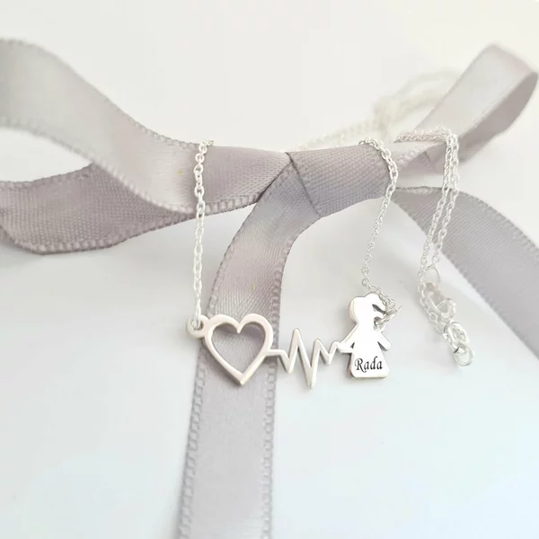 Lantisor Bataia Inimii si Fetita - Argint 925