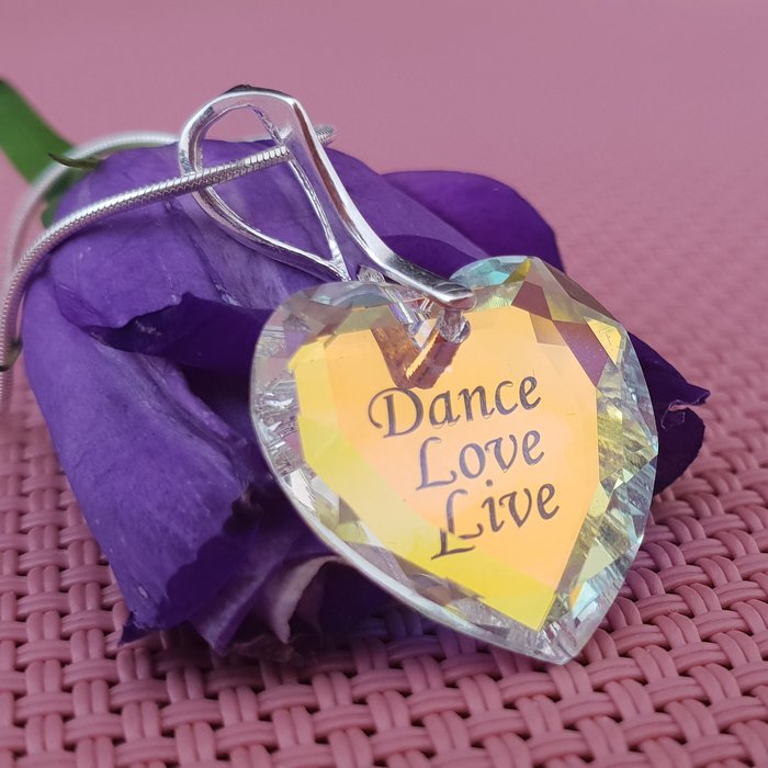 Lantisor cristal Swarovski inima gravat – Live Love Dance Chic Bijoux