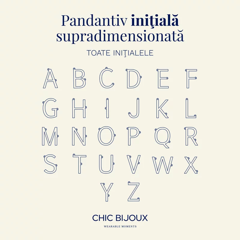 Lantisor cu Initiala supradimensionata - Argint 925 placat cu Aur Roz 18 K - Inchizatoare carabina picture - 5