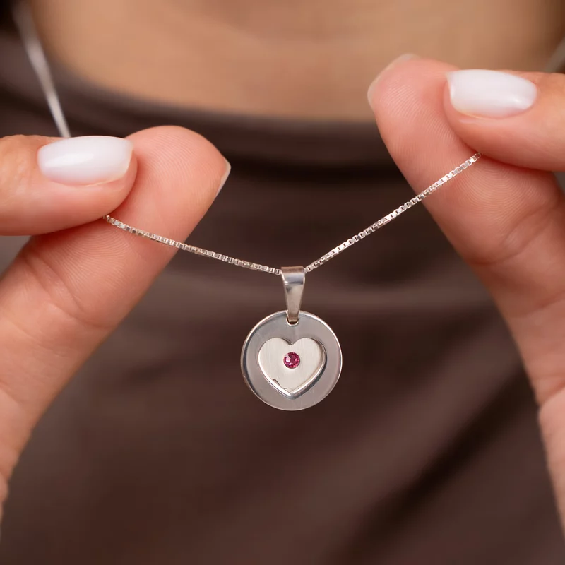 Lantisor cu pandantiv 2 banuti suprapusi - un banut cu mesaj ascuns si cristal Swarovski - un banut decupat - Argint 925 picture - 2