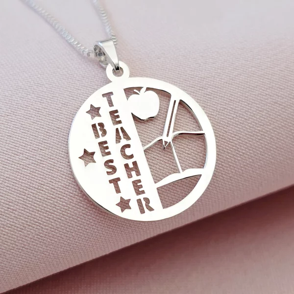 Lantisor cu pandantiv banut - Best teacher - Lant box - Argint 925