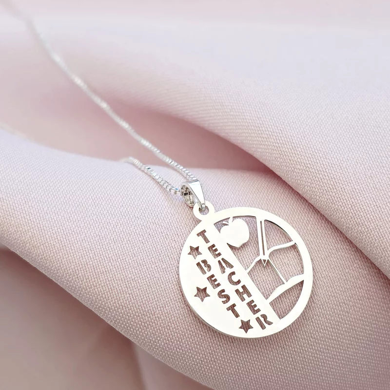 Lantisor cu pandantiv banut - Best teacher - Lant box - Argint 925 picture - 2