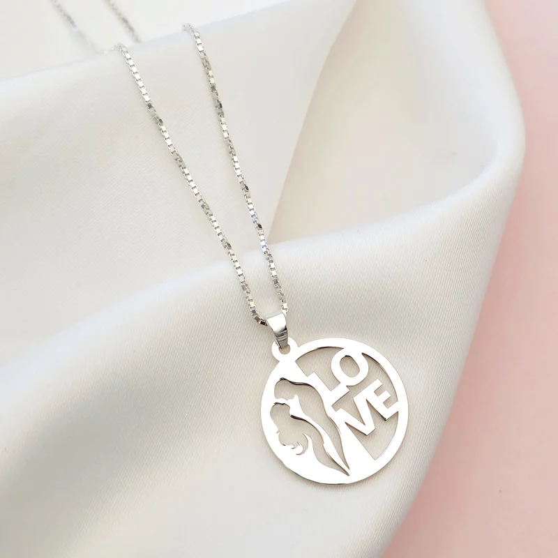 Lantisor cu pandantiv banut - Simbol cuplu decupat - Lant box - Argint 925 picture - 2