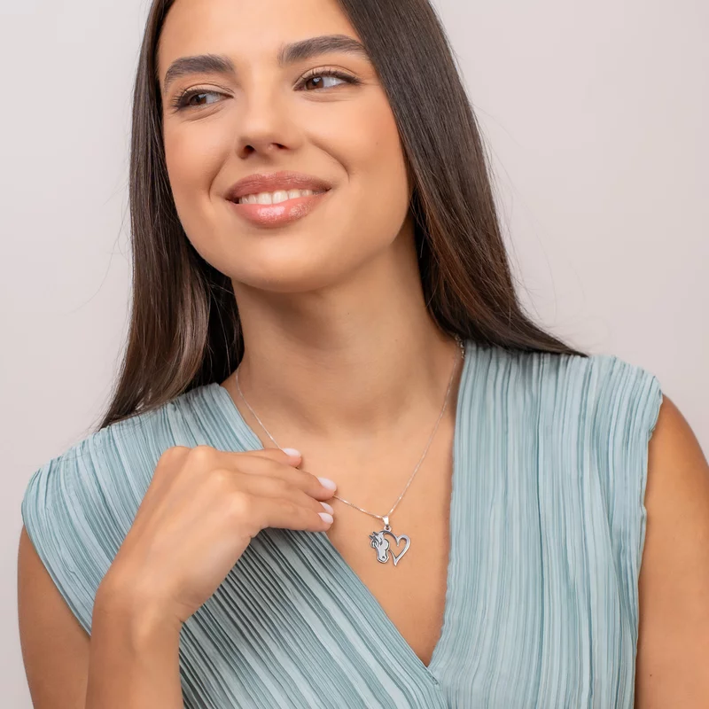 Lantisor cu pandantiv cal si inima - Argint 925 picture - 2