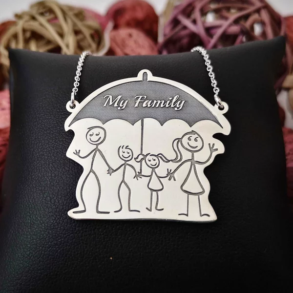 Lantisor cu pandantiv - Familie sub umbrela - Argint 925