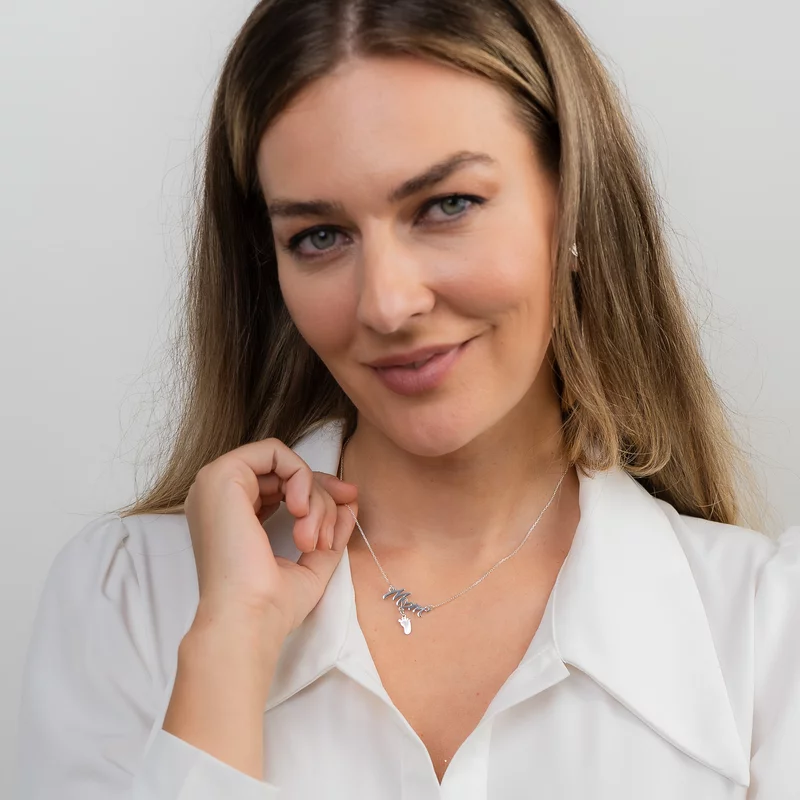 Lantisor cu pandantiv Mom si 1 piciorus  - Argint picture - 2