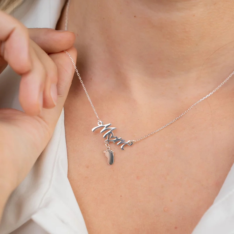 Lantisor cu pandantiv Mom si 1 piciorus  - Argint picture - 4