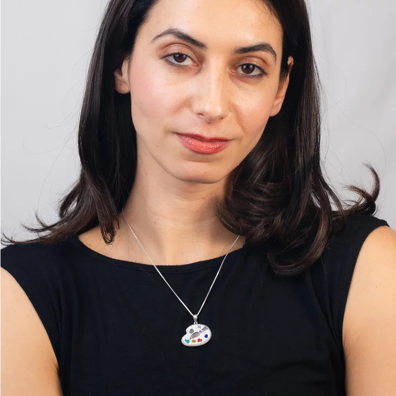 Lantisor cu pandantiv paleta de pictor  - Argint 925, email picture - 2