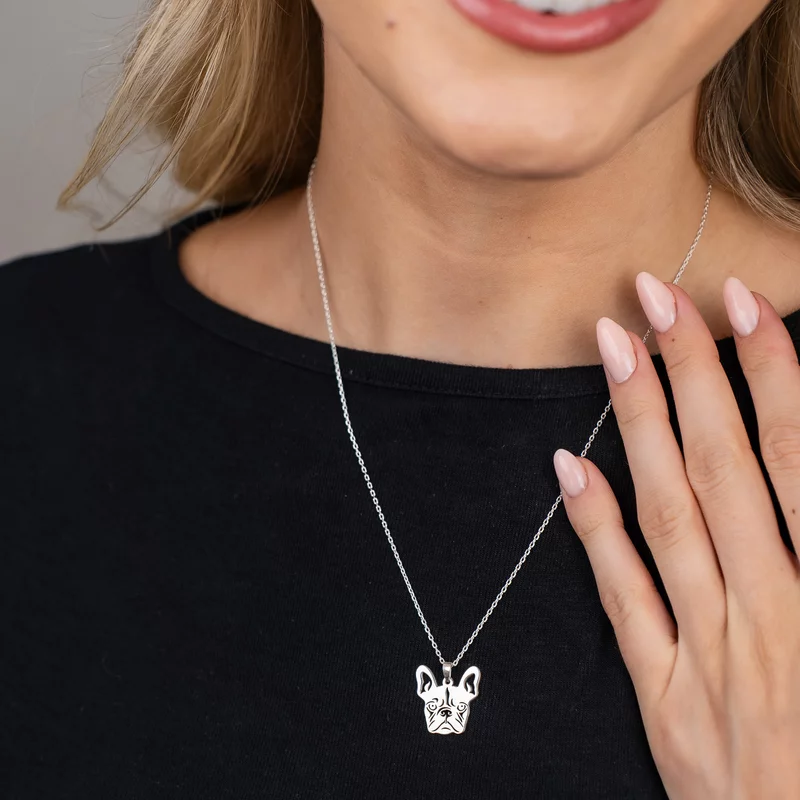 Lantisor cu pandantiv personalizat bulldog francez – 18 mm - Lant forzatina - Argint 925 picture - 2