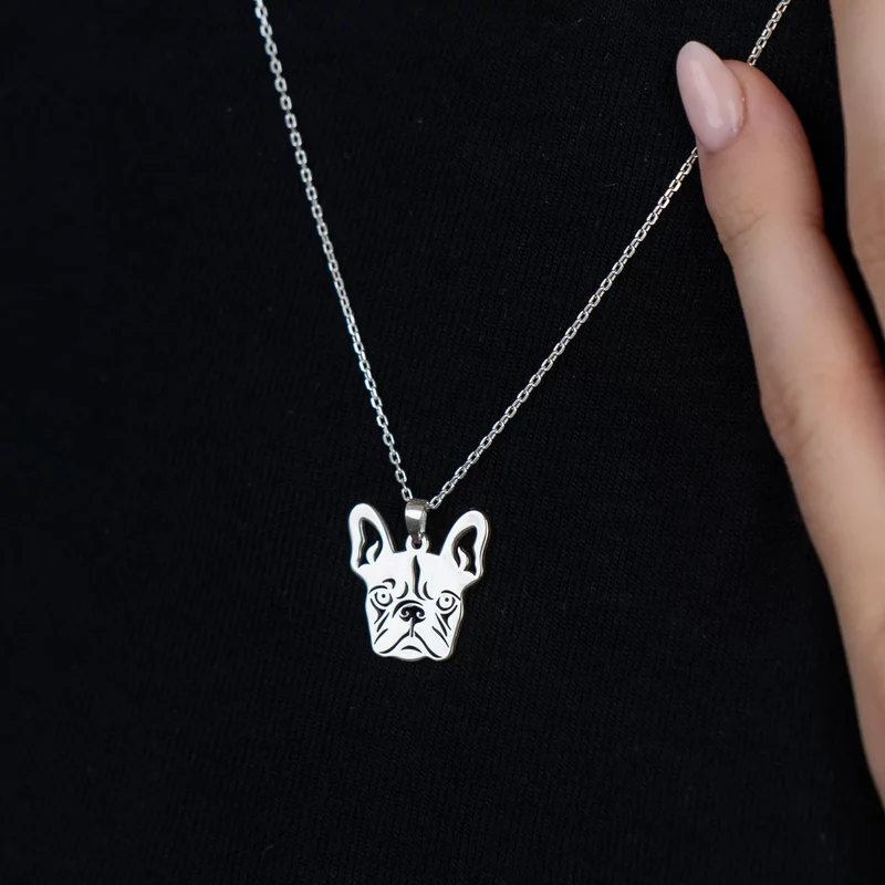 Lantisor cu pandantiv personalizat bulldog francez – 18 mm - Lant forzatina - Argint 925 picture - 4