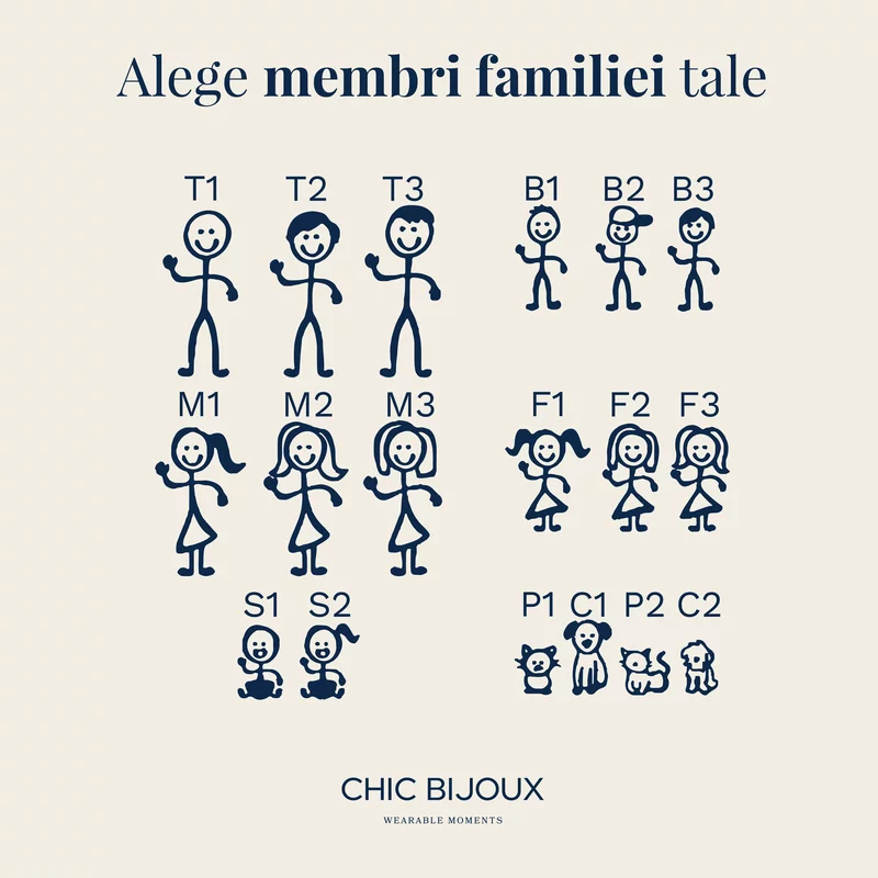 Lantisor cu pandantiv personalizat cu familie - Happy together - Banut de 20 mm - Aur Galben 14K picture - 3