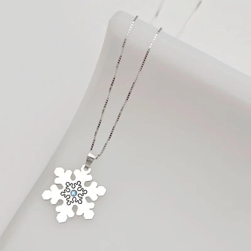 Lantisor cu pandantiv personalizat de Craciun - Cristal de gheata - model decupat -Argint 925 - cristal Swarovski picture - 2