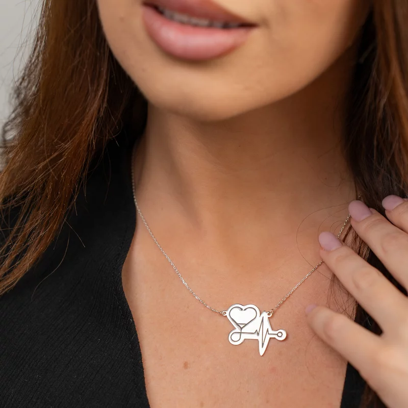 Lantisor cu pandantiv personalizat - Stetoscop sub forma unei inimi - Argint 925 picture - 4
