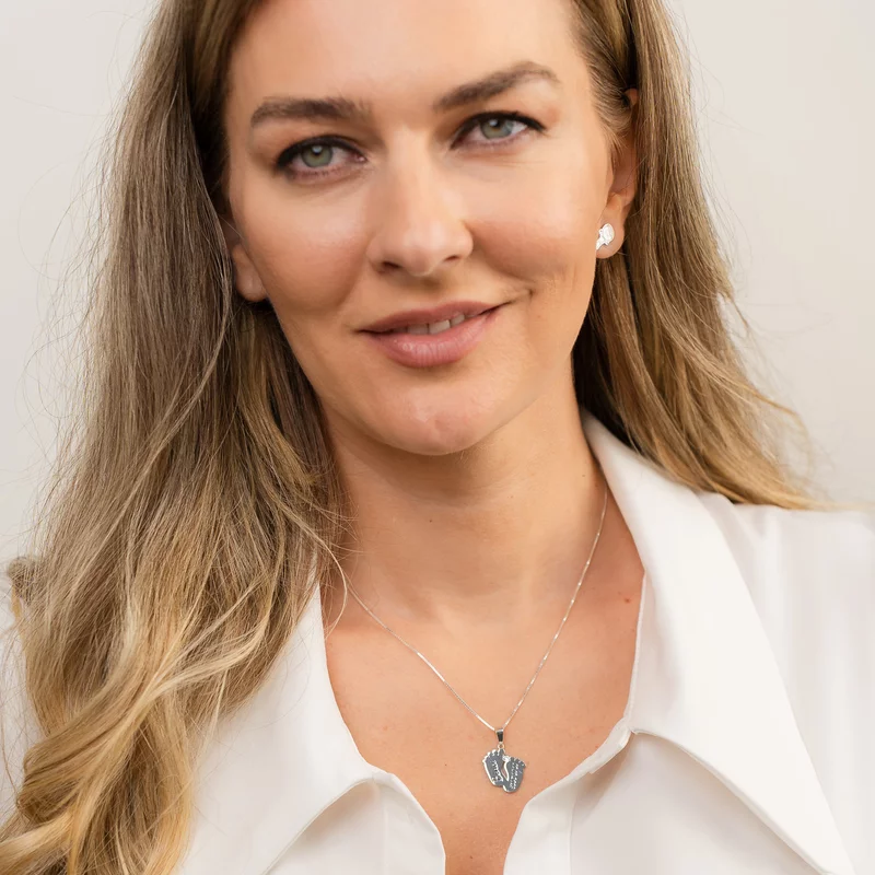 Lantisor cu pandantiv Picioruse gravate - Argint 925, Cristal Swarovski picture - 2