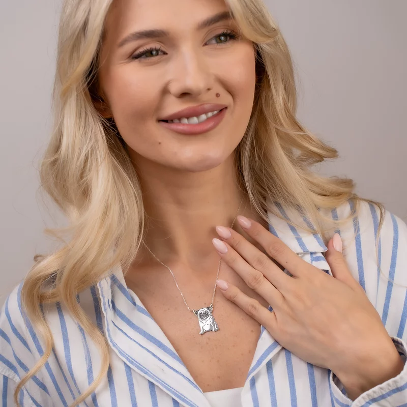 Lantisor cu pandantiv PUG - Argint 925 picture - 2