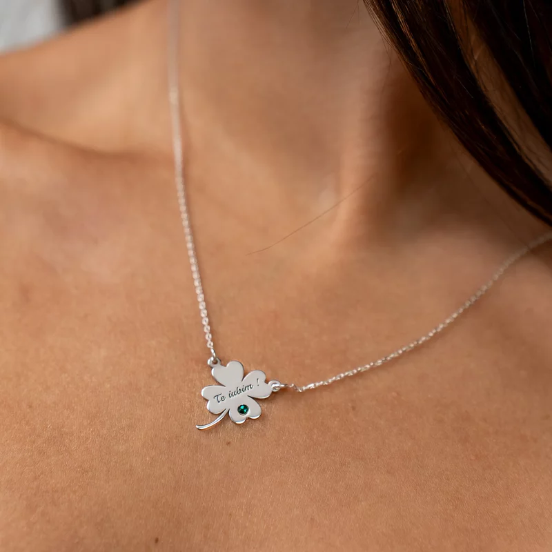 Lantisor cu pandantiv - Trifoi cu 4 foi - Argint 925, Cristal Swarovski picture - 4