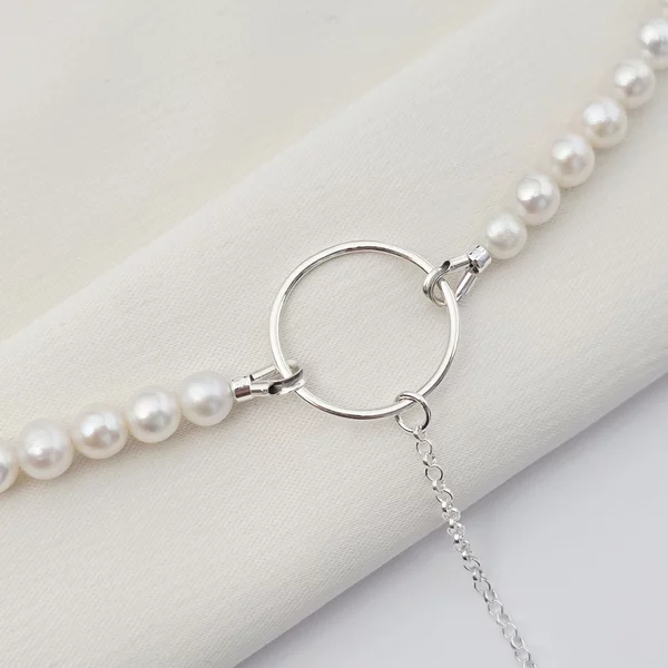 Lantisor cu Perle - Atingere de inger - Model sirag perle cu lantisor in prelungire - Argint 925