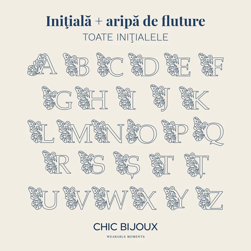 Lantisor cu Perle - Gratia initialei - Model 2 straturi cu sirag perle rice mov si lantisor cu initiala si aripa de fluture - Argint 925 picture - 6