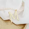 Lantisor cu Perle - Majuscula intensa - Model sirag perle cu initiala mare - Argint 925 placat cu Aur Galben 18K