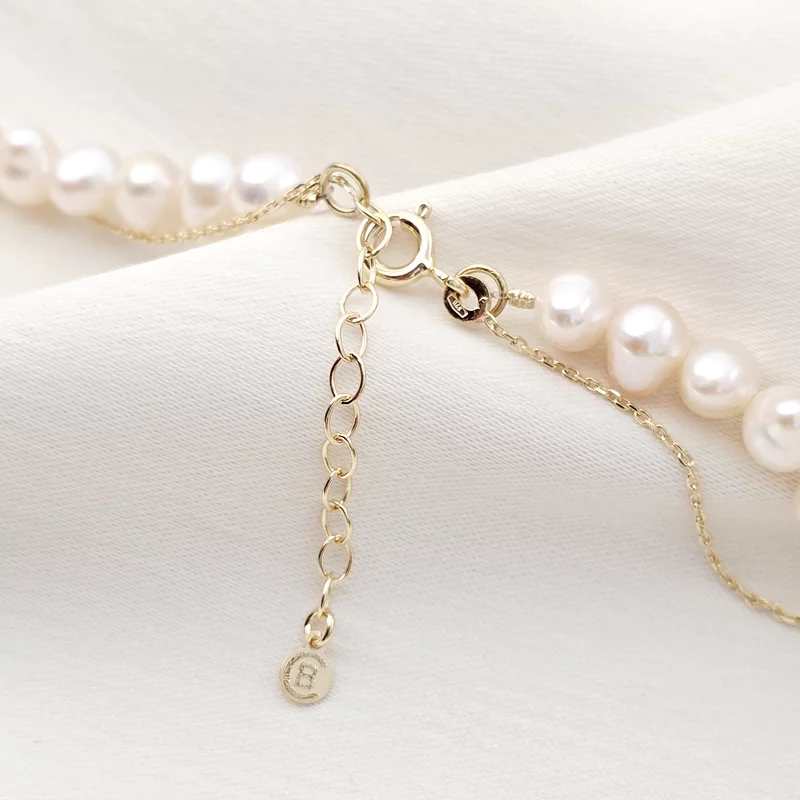 Lantisor cu Perle - Medalion amintirilor OVAL - Model 2 straturi cu sirag de perle si lantisor - Aur Galben 9K picture - 7