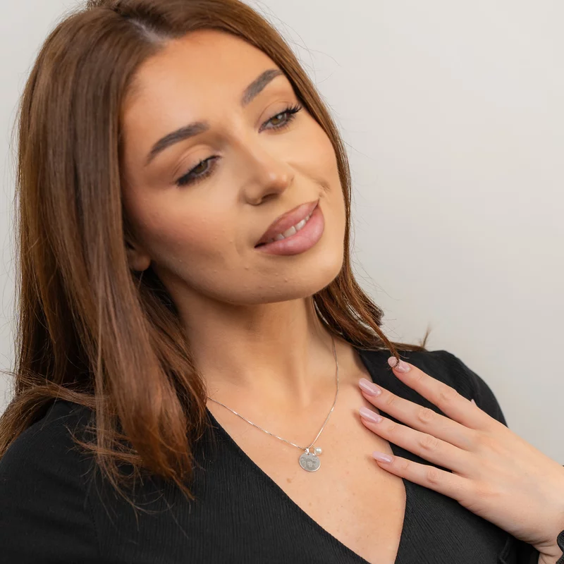 Lantisor cu picatura de Perla si fotogravura - Eleganta capturata - Argint 925 picture - 2