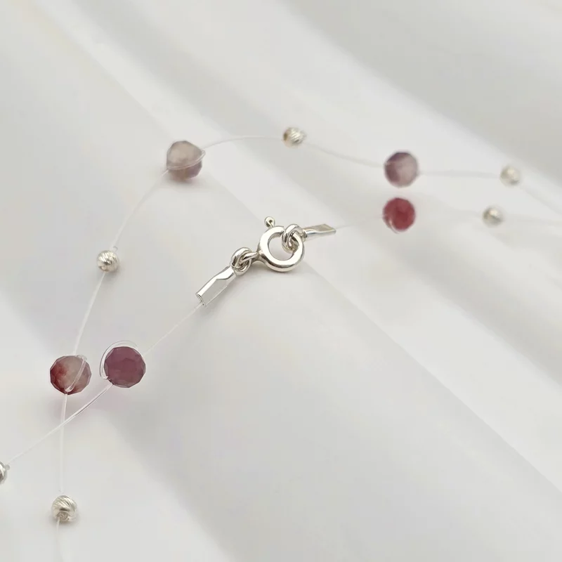 Choker Drop cu pietre turmalina fatetata si bilute din Argint 925 picture - 3