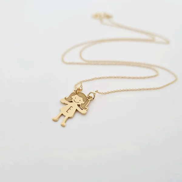 Lantisor familie - 1 membru  - Aur galben 14 K - pandantiv 16 mm inaltime