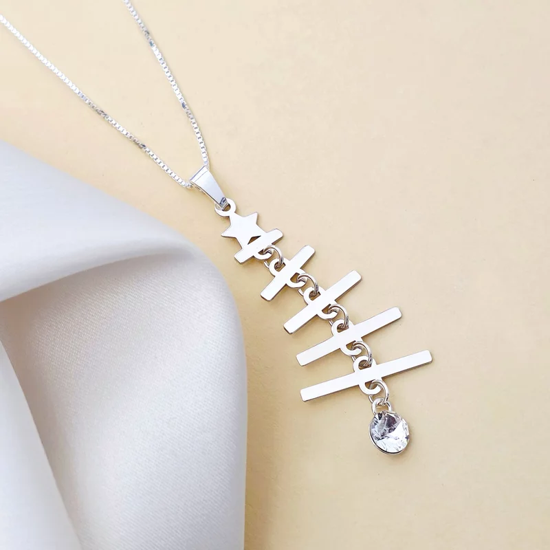 Lantisor festiv - Brad împodobit cu nume si charm cristal Swarovski - Argint 925 picture - 2