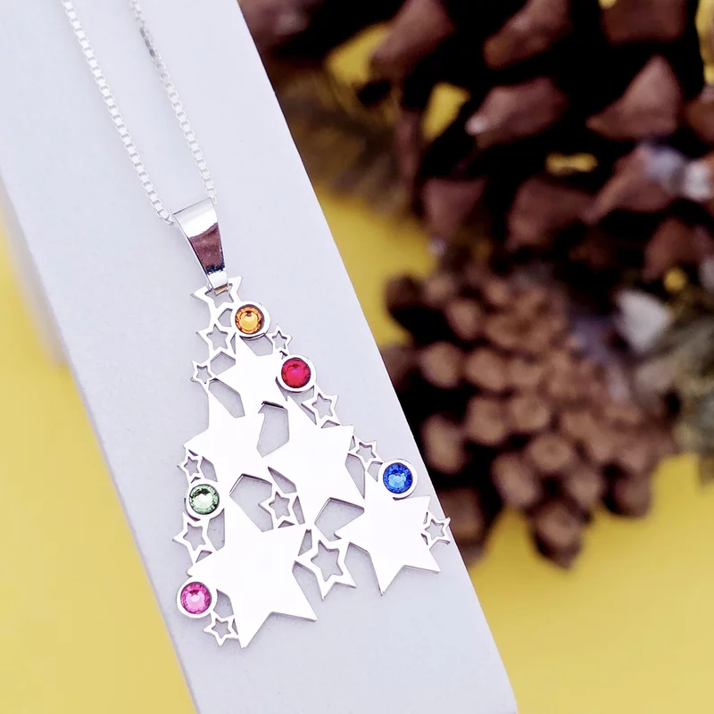 Lantisor festiv - Bradut Stelar - Pandantiv cu stele personalizate cu nume si cristale Swarovski - Argint 925 picture - 3