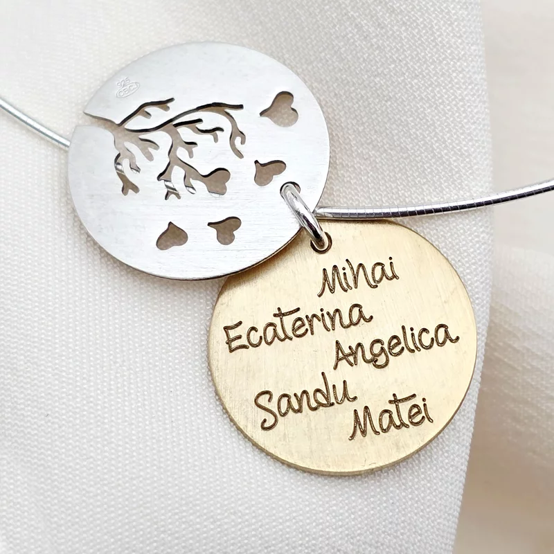 Lantisor fix cu doi banuti mati suprapusi - Amprenta iubirii -  Argint 925 & Argint 925 placat cu Aur Galben 18K picture - 2