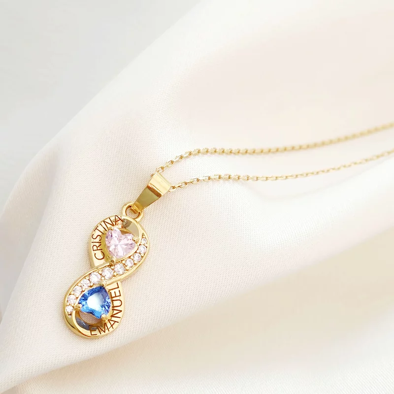 Lantisor infinit decorat cu Zirconii albe si colorate - Argint 925 placat cu Aur Galben 18K picture - 2