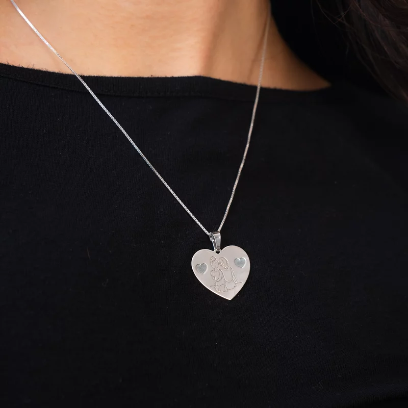 Lantisor Inima 2 Surori / Prietene - Argint 925 picture - 4