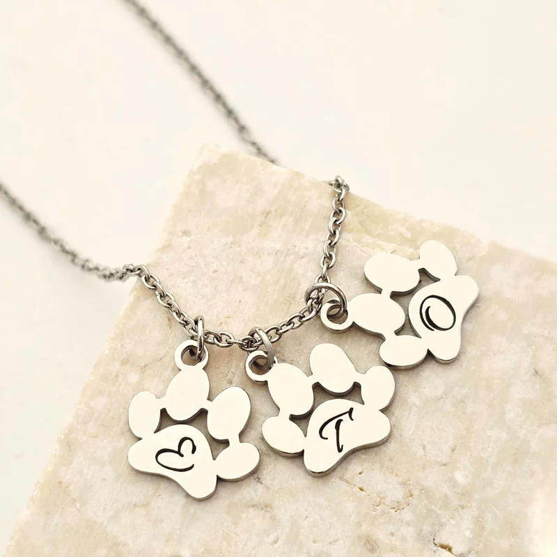 Lantisor Labuta cu initiala gravata - Otel Inoxidabil 316L picture - 4