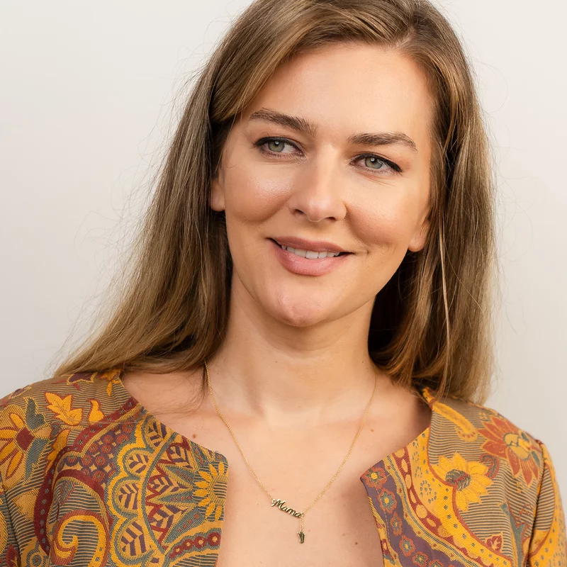 Lantisor model lariat Y - Pandantiv Mama si 1 piciorus - Argint 925 placat cu Aur Galben 18K picture - 2